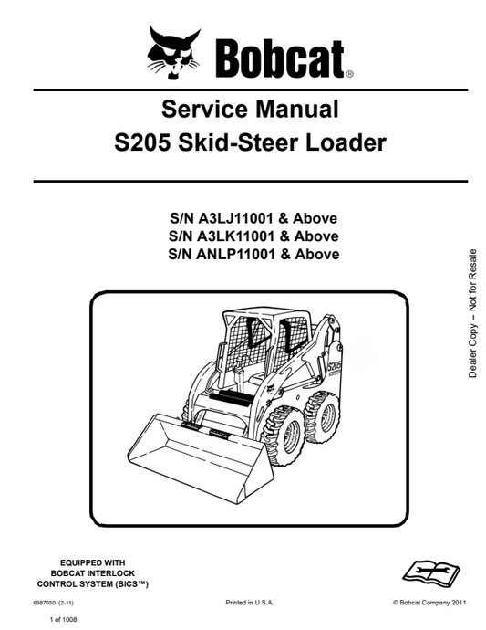 Manual de Reparación Minicargador Bobcat S205