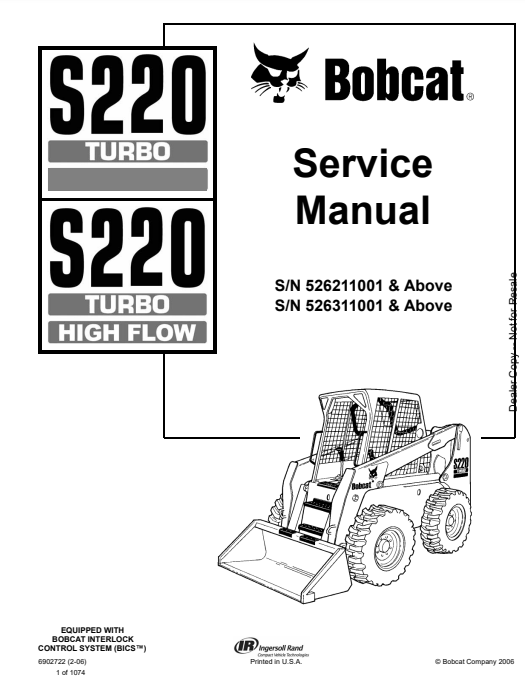 Manual de Reparación Minicargador Bobcat S220