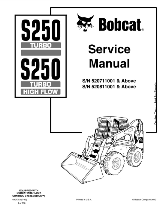 Manual de Reparación Minicargador Bobcat S250, S300 (Turbo)