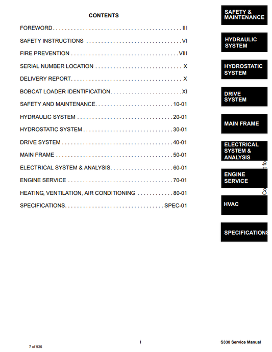 Manual de Reparación Minicargador Bobcat S330