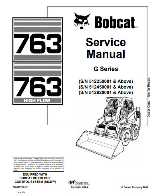 Manual de Reparación Minicargador Bobcat 763