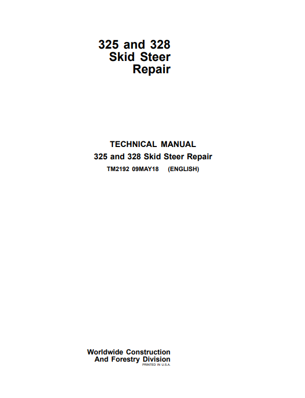 Manual de Reparación Minicargador John Deere 325 - 328