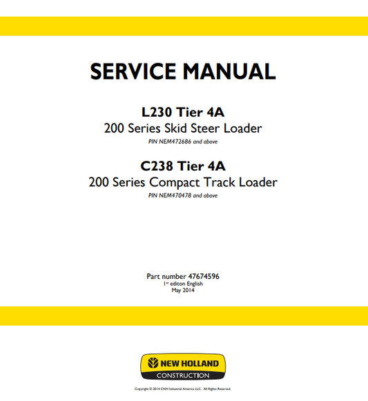 Manual de Reparación Minicargador New Holland L230, C238