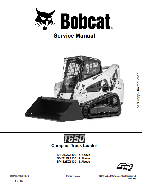 Manual de Reparación Minicargador Sobre Orugas Bobcat T650