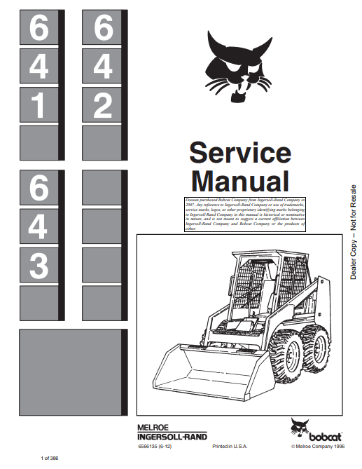 Manual de Reparación Minicargadores Bobcat 641, 642, 643