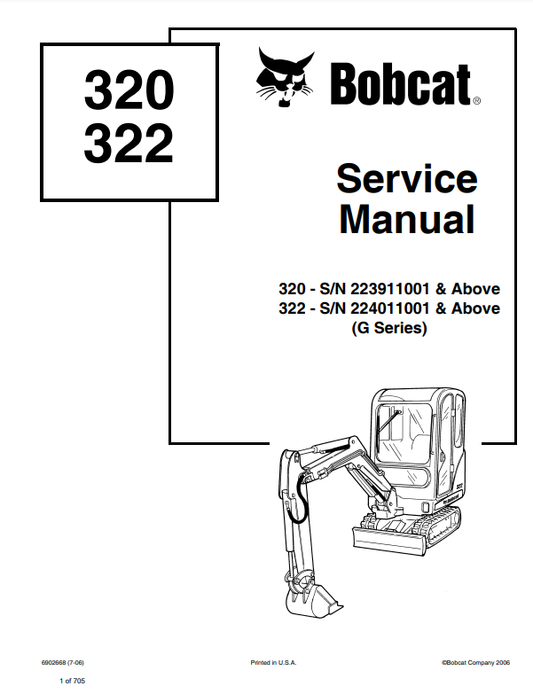 Manual de Reparación Miniexcavadora Bobcat 320, 322