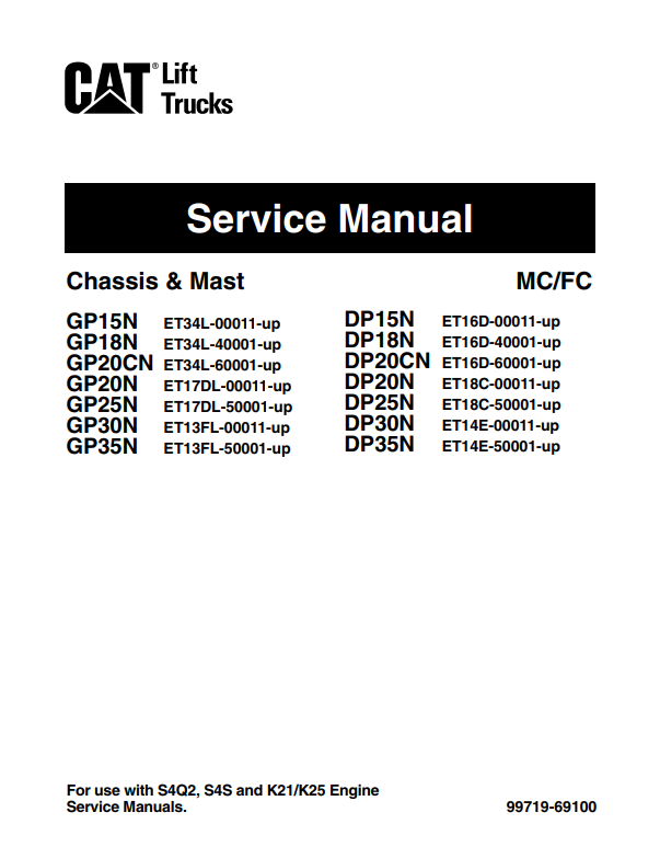 Manual de Reparación Montacarga Caterpillar series GP y DP