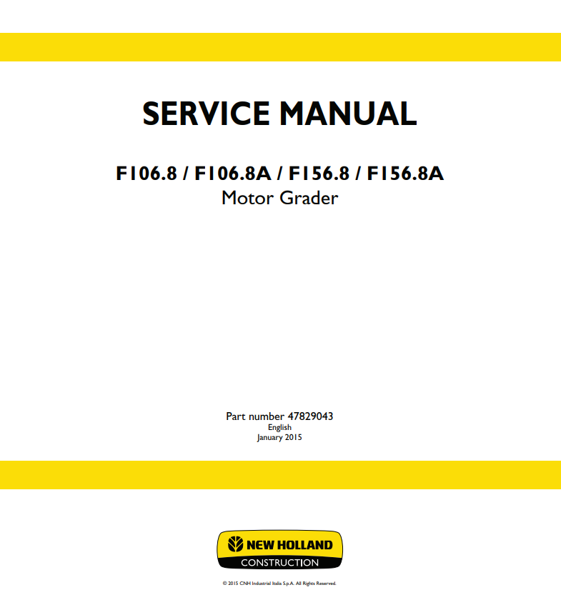 Manual de Reparación Motoniveladora New Holland F106.8, F106.8A, F156.8, F156.8A