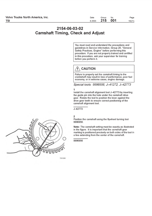 Manual de Reparación Motor - Arbol de Levas Volvo D12, D12A, D12B