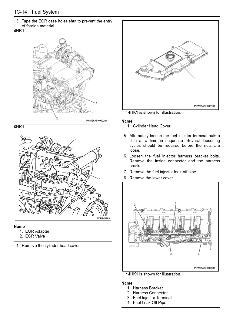 Manual de Servicio Motor Isuzu 4HK1-6HK1 Relacionado con Productos Case
