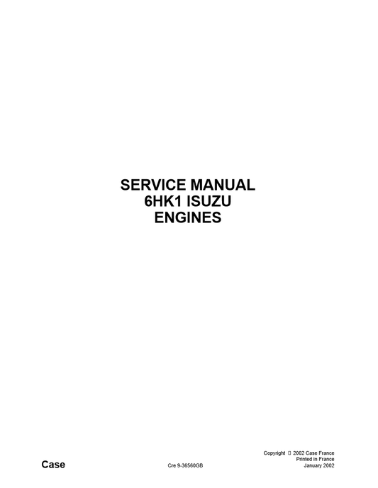 Manual de Reparación Motor Isuzu 6HK1 Relaciónado con Productos Case