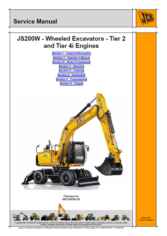 Manual de Servicios Excavadora - Motor JCB JS200W Tier 2 y Tier 4i