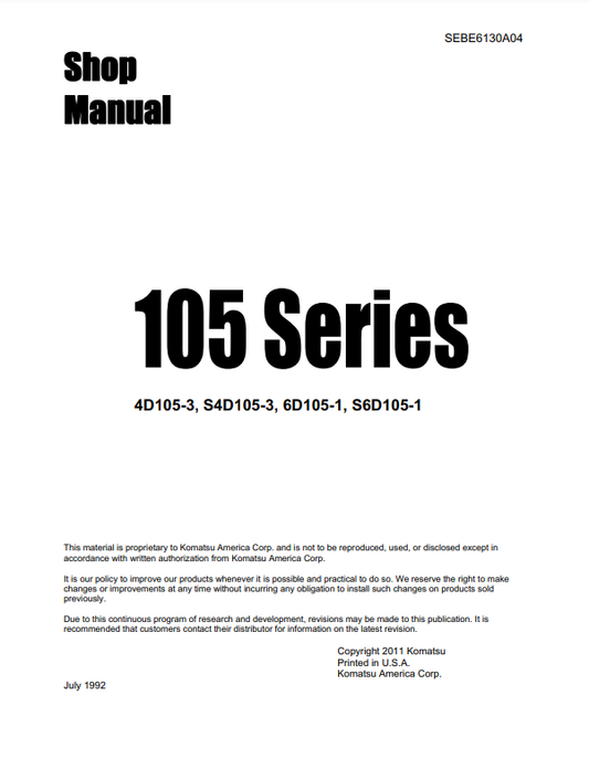 Manual de Reparación Motor Komatsu 105 Series