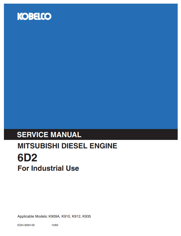 Manual de Reparación Motor Mitsubishi 6D2 Diesel (para productos relacionados Kobelco)