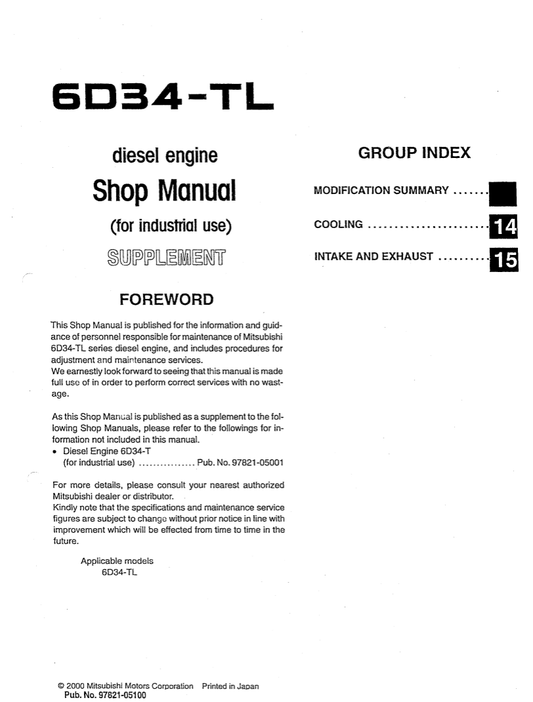 Manual de Reparación Motor Mitsubishi 6D34-TL