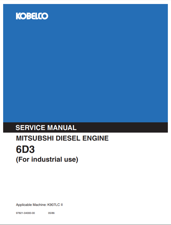 Manual de Reparación Motor Mitsubishi 6D3 Diesel ( productos relacionador Kobelco)