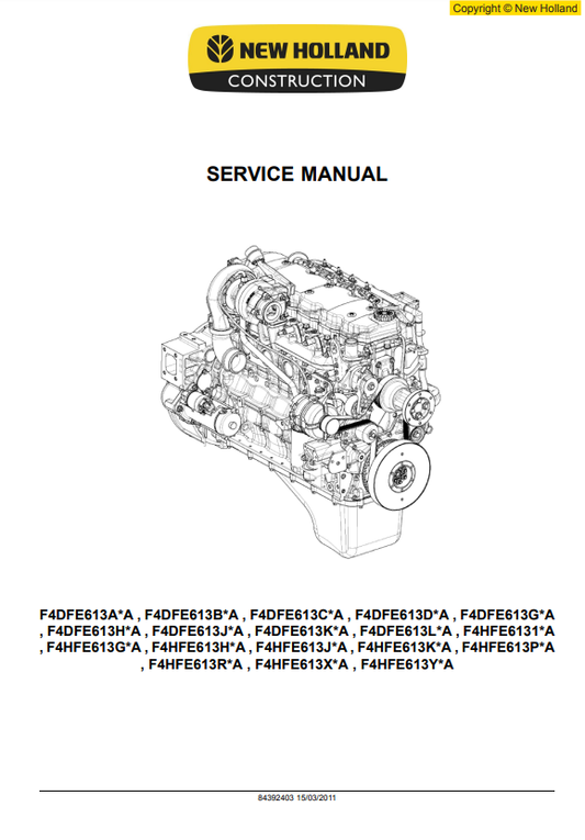 Manual de Reparación Motor New Holand Series F4D , F4H