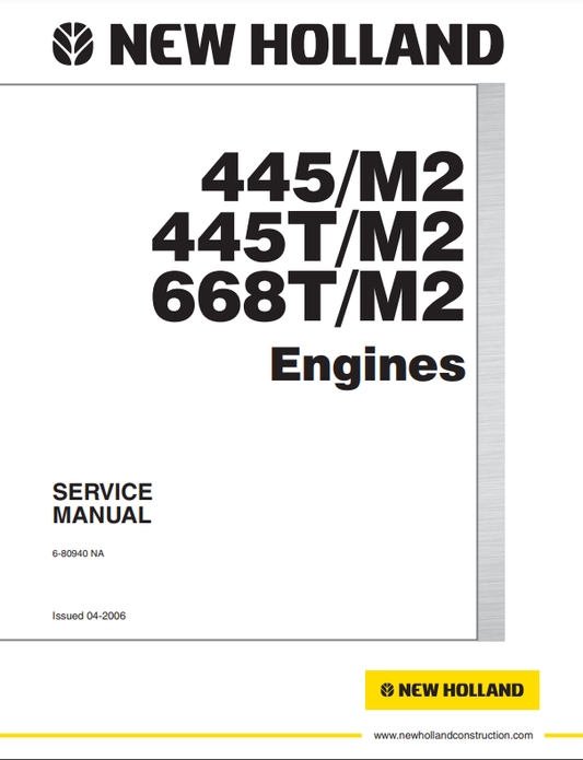 Manual de Reparación Motor New Holland 445, M2,445T, M2,668T, M2