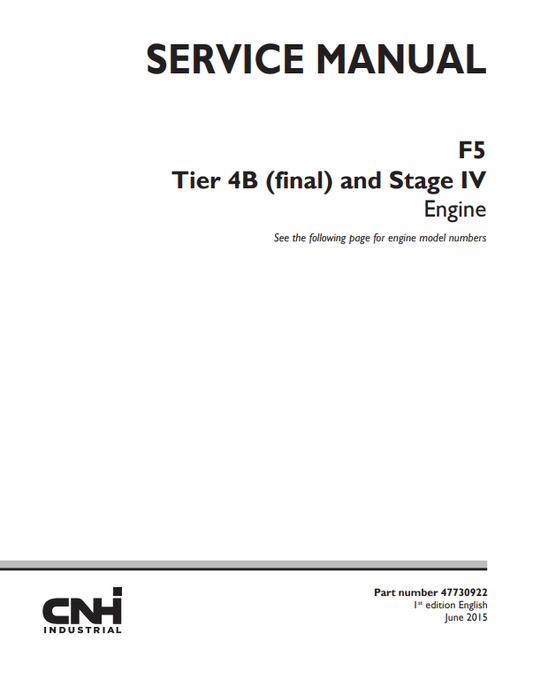 Manual de Reparación Motor New Holland F5 Tier 4B Stage IV