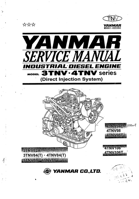 Manual de Reparación Motor Yanmar 3TNV, 4TNV (para productos Hyundai)