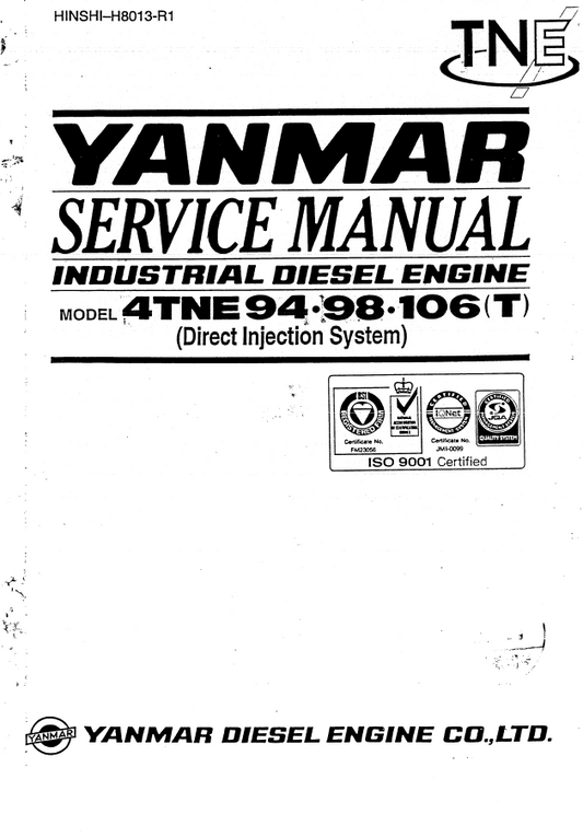 Manual de Reparación Motor Yanmar 4TNE94, 4TNE98, 4TNE106 (relacionado con productos Hyundai)