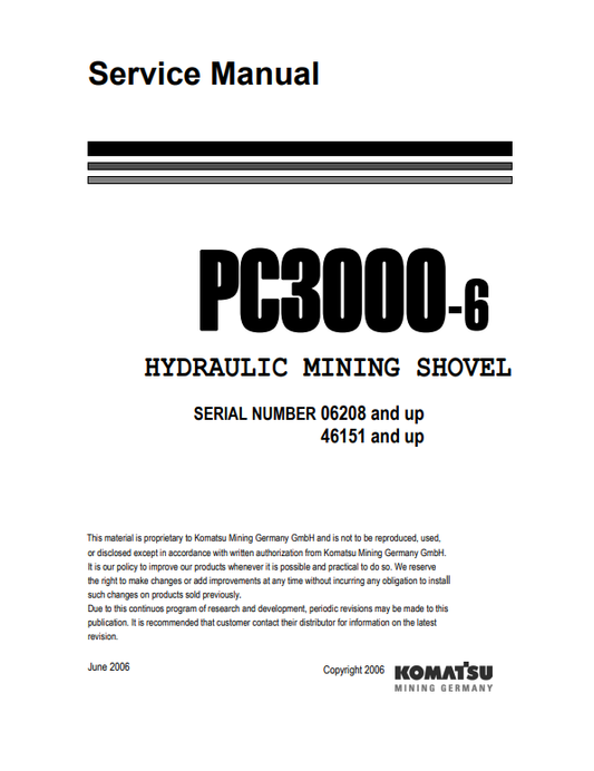 Manual de Reparación Pala Minera Komatsu PC3000-6