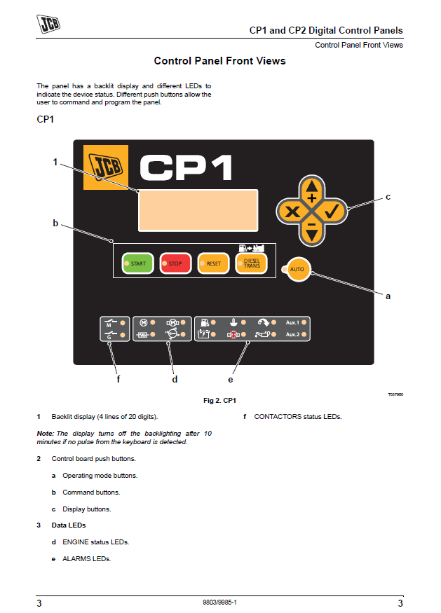 Manual de Reparación Panel de Control JCB CP1 y CP2