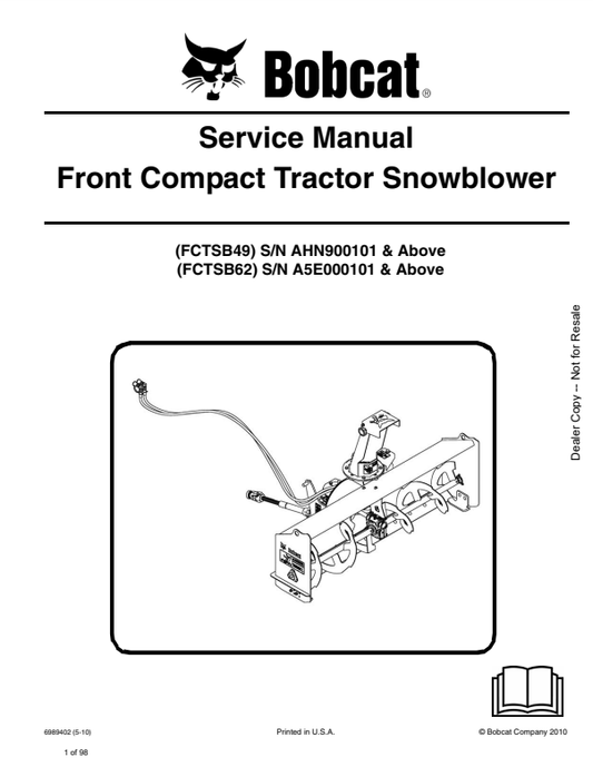 Manual de Reparación Quitanieves del Tractor Compacto Delantero Bobcat