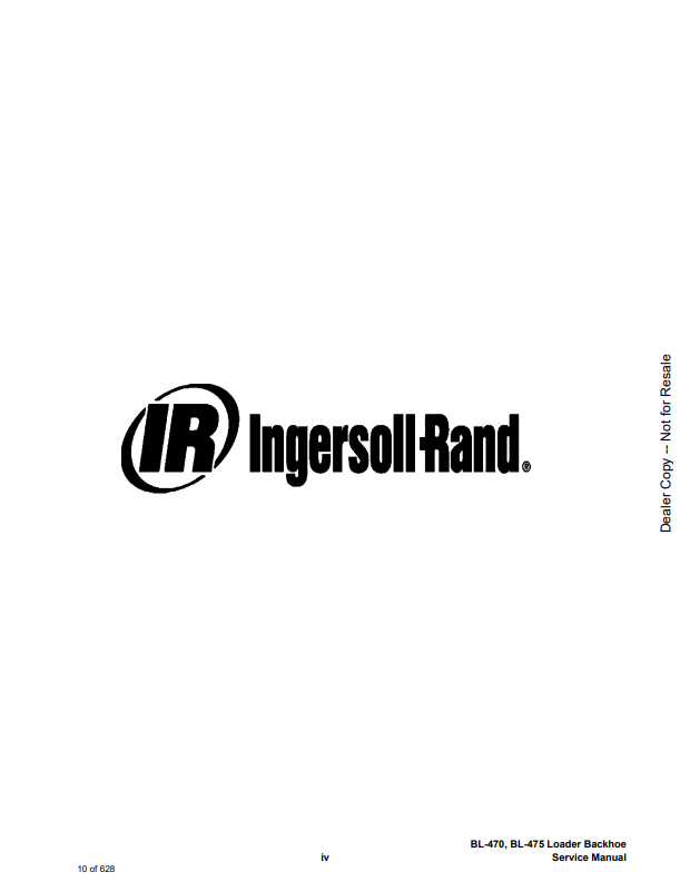 Manual de Reparación Retroexcavadora Bobcat - Ingersoll Rand BL470, BL475