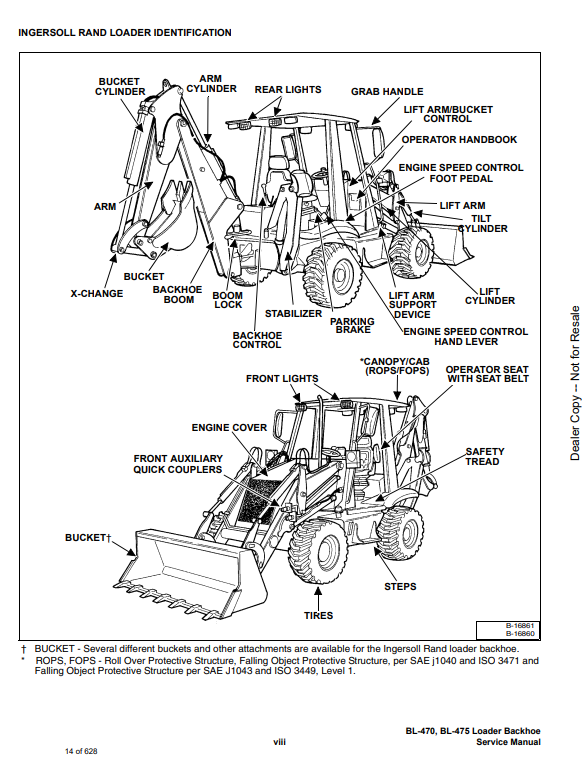 Manual de Reparación Retroexcavadora Bobcat - Ingersoll Rand BL470, BL475