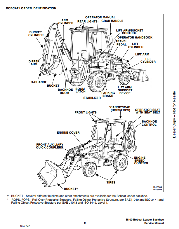 Manual de Reparación Retroexcavadora Bobcat B100