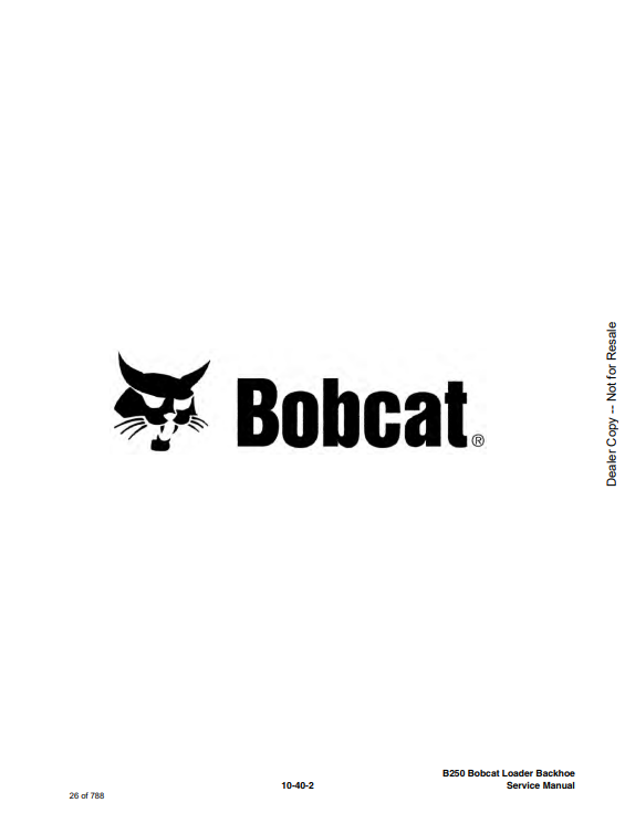 Manual de Reparación Retroexcavadora Bobcat B250