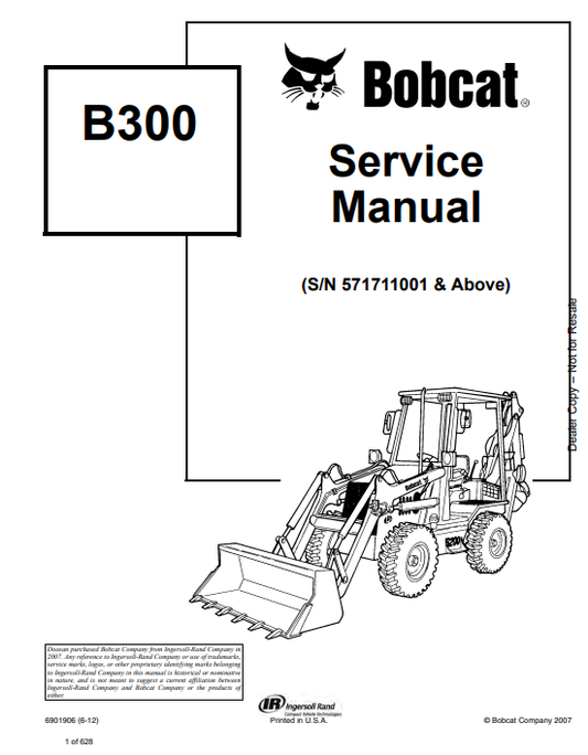 Manual de Reparación Retroexcavadora Bobcat B300