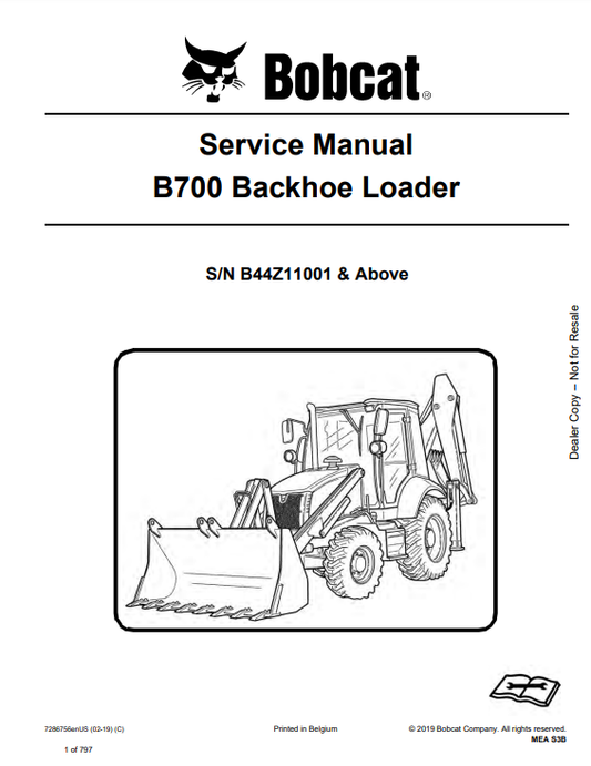 Manual de Reparación Retroexcavadora Bobcat B700