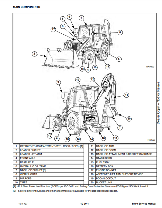 Manual de Reparación Retroexcavadora Bobcat B700
