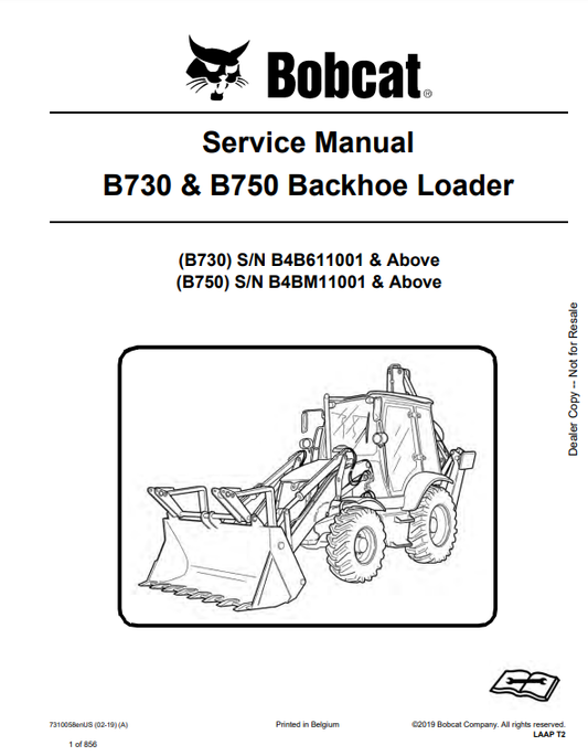 Manual de Reparación Retroexcavadora Bobcat B730 y B750