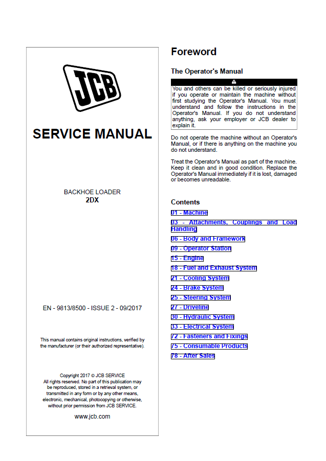 Manual de Reparación Retroexcavadora JCB 2DX