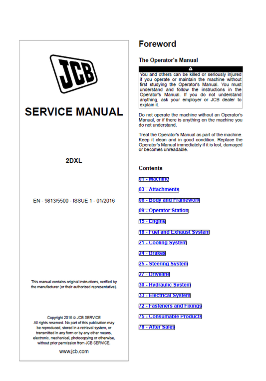 Manual de Reparación Retroexcavadora JCB 2DXL