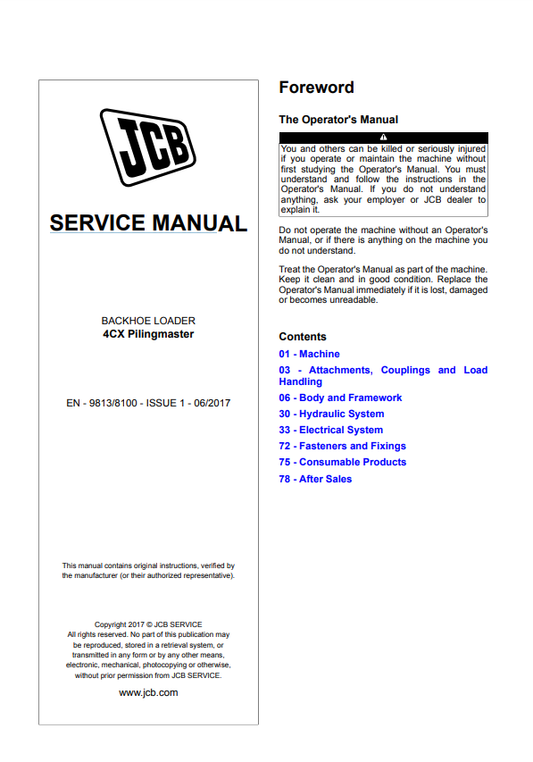 Manual de Reparación Retroexcavadora JCB 4CX [Pilingmaster]