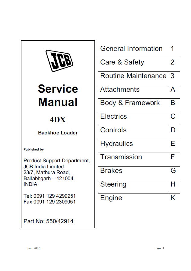 Manual de Servicios Retroexcavadora JCB 4DX