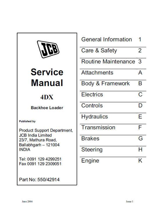 Manual de Servicios Retroexcavadora JCB 4DX