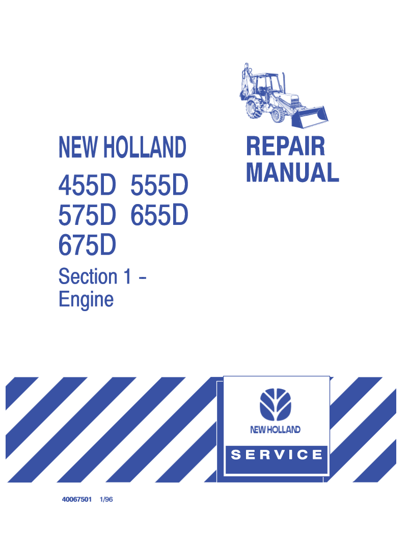 Manual de Reparación Retroexcavadora New Holland 455D, 555D, 575D, 655D, 675D