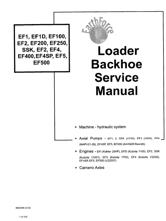 Manual de Reparación Retroexcavadoras Bobcat Earth Force Series