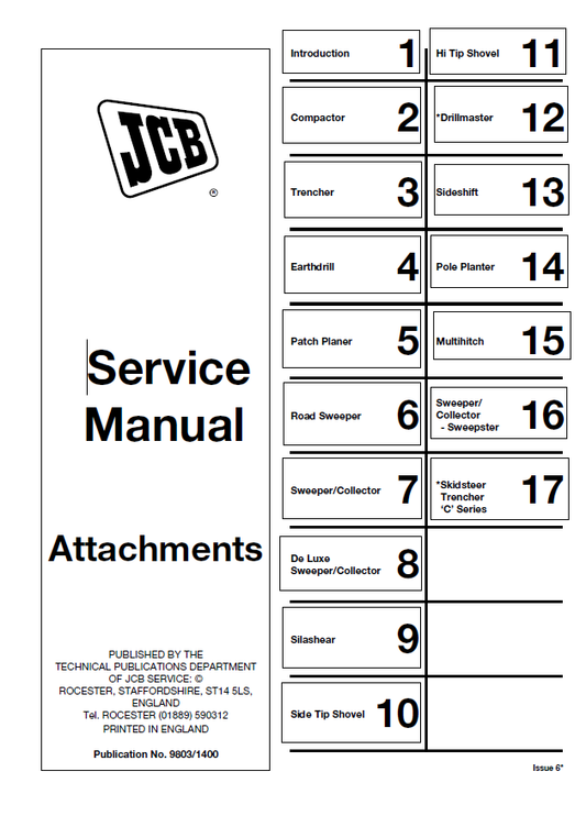 Manual de Reparación Servicio de Accesorios JCB
