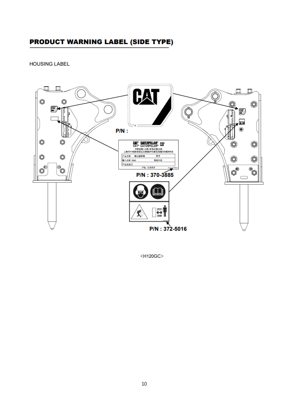 Manual de Reparación Servicio de Martillos Hidraúlicos Caterpillar H120GC, H120GCS