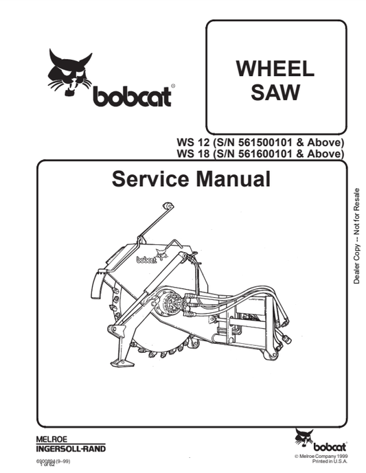 Manual de Reparación Sierra de Rueda Bobcat WS12, WS18