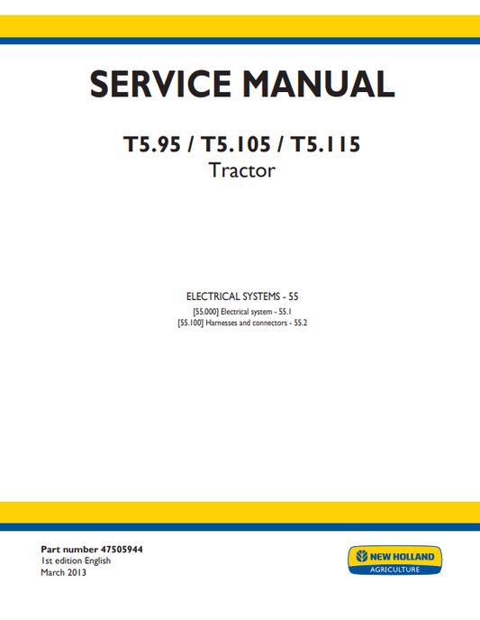 Manual de Reparación Sistema Eléctrico Tractor New Holland T5.95, T5.105, T5.115