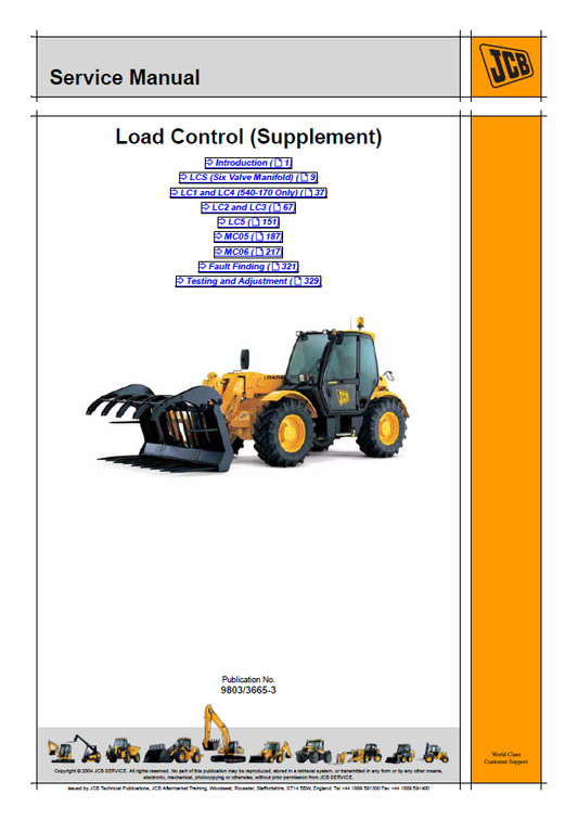 Manual de Reparación Suplemento Balde Especial del Cargador JCB LCS, LC1, LC4, LC2, LC3, LC5, MC05, MC06