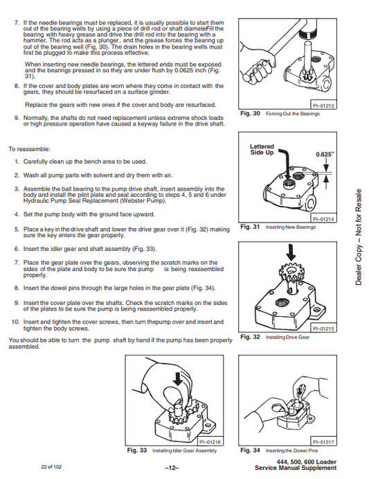 Manual de Reparación Suplemento Minicargador Bobcat Suplemento 444 500 600