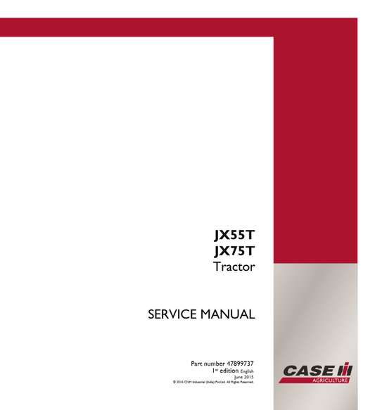 Manual de Reparación Tractor Case JX55T, JX75T